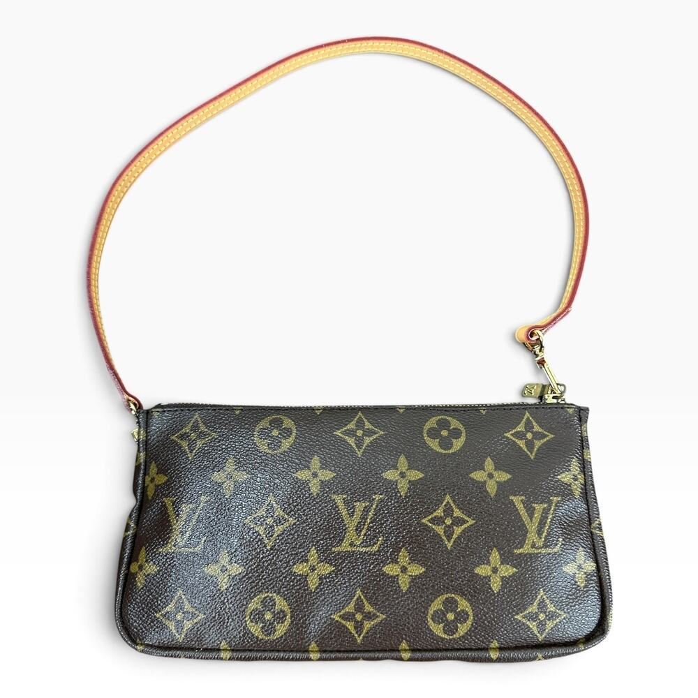 Louis Vuitton Vintage Monogram Shopping Sac Accessories Pochette Bag Brown